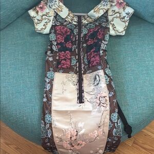 Floral Embroidered Dress with Zipper